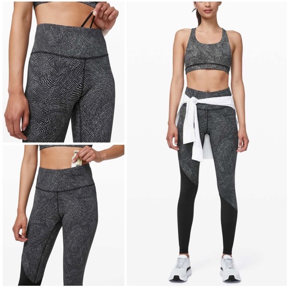 Lululemon Speed Wunder Tight Sz 10 Asym In Free Spirit Ice Grey Black / Black - Picture 1 of 7